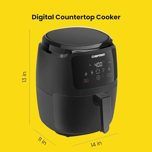 Chefman Digital Air Fryer, Large 5 Qt Family Size, One Touch Digital Control Presets, French Fries, Chicken, Meat, Fish, Nonstick Dishwasher-Safe Parts, Automatic Shutoff, Black by Chefman - Image 7