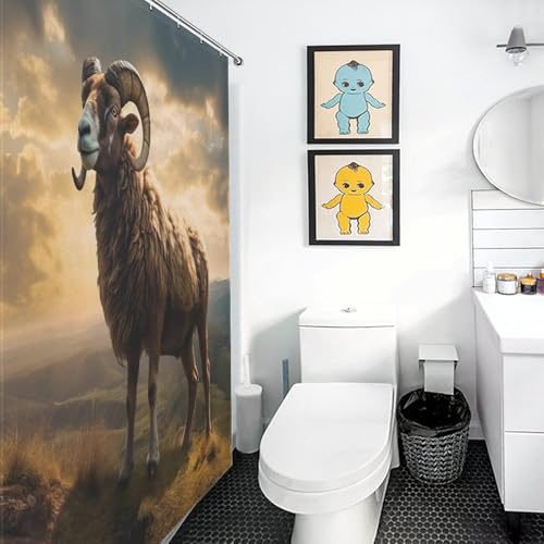 Rideau de douche chèvre en polyester imperméable 183x183 cm pour salle de bain - 3