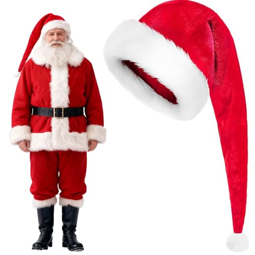 PLLYPE Lang Weihnachtsmütze, Nikolausmütze Erwachsene, Plüsch...