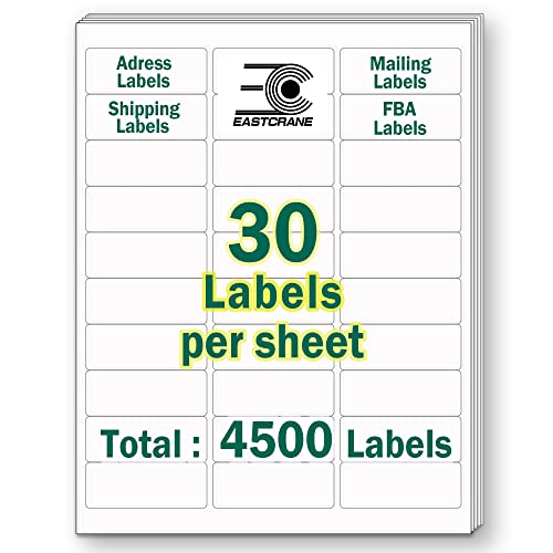 1" X 2-5/8" Printable Mailing Address Labels,4,500 Sticker Labels(150 Sheets),White Blank Labels For Laser/Inkjet Printer,Permanent Adhesive Name Labels Compatible With 5160, 5260 For Fba Labels #TOP15