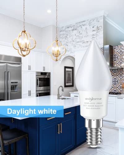Shinestar 8-Pack Ceiling Fan Light Bulbs, 120V 60W Equivalent, E12 Led Candelabra Bulb, Small Base, Daylight 5000K, Non-Dimmable #TOP2