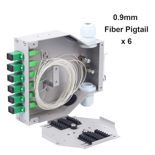 6 Port DIN Rail Fiber Optic Terminal Junction Box, SCAPC Connectors(Includes 6pc 1.2m SC Pigtails and 6pc Simplex Singlemode Couplers) by Generic - Used condition - Image 3