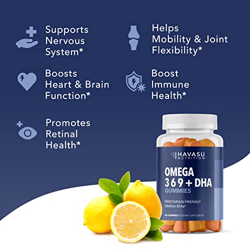 Omega 3-6-9 Gummies + Dha Vegetarian Friendly | Supports Brain, Joint, Heart, Eye, And Immune System Function | Plant-Based & Delicious (Adult) #TOP5