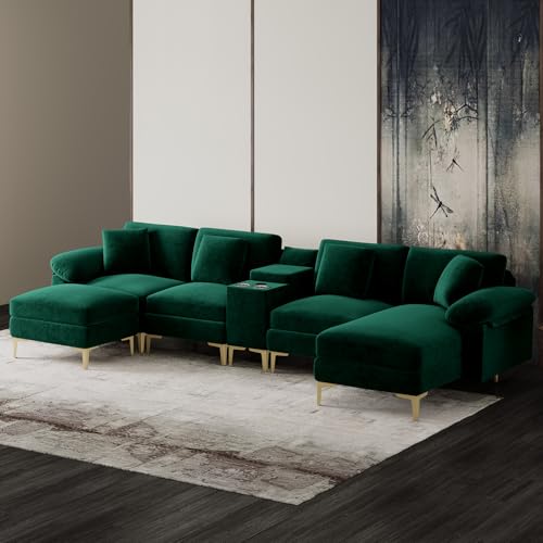 OUYESSIR U-Shaped Sectional Sofa Couch, 4 Seat Sofa Set for