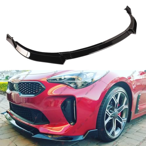 WheelX 3Pcs Front Lip Compatible with 2018-2024 Kia Stinger, Bumper Spoiler Air Dam Lower Chin Splitter Protection Body Kit Fits for 2018 2019 2020 2021 2022 2023 2024 (Glossy Black)
