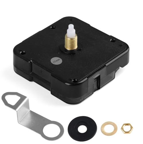 Quartz Clock 12888 Battery Clock Mechanism Movement Replacement Set, Battery Operated Axis Shaft High Torque Clock Parts Suitable with Thread and Seconds Hand Motor Repair (Shaft 17mm -Thread 9.5mm)