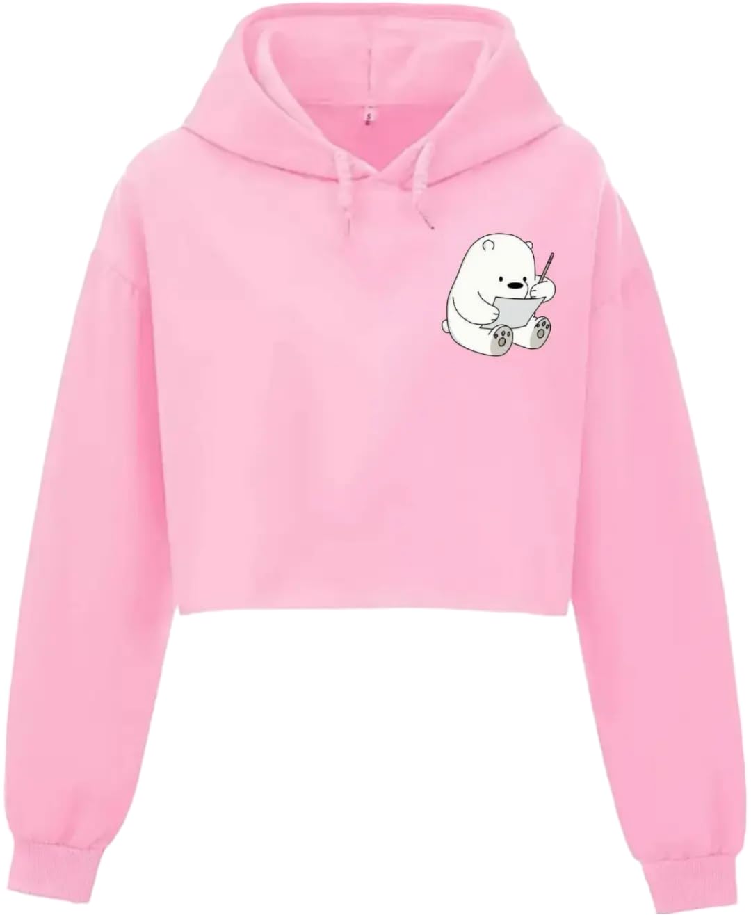 NinfinWomen and Girls Crop Hoodie,Pocket Panda,Lavander for Winters