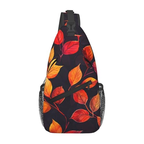 Bolso cruzado con estampado hojas otoñales para mujer y hombre