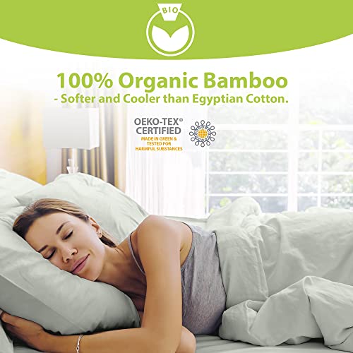 Bampure Bamboo Sheets King Size - 100% Organic Bamboo - 4Pc Set - Superior Soft & Cooling Sheets - Up To 16’’ Deep Pocket - Luxury Series - 1 Flat Sheet,1 Fitted Sheet,2 Pillowcases (King Seaglass) #TOP1