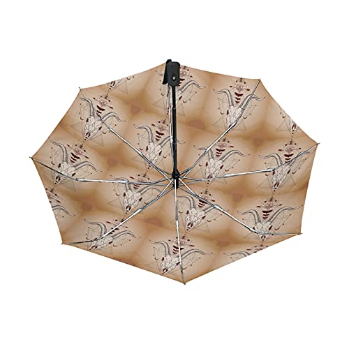Parapluie pliable tête de chèvre au motif géométrique avec impression luxe
