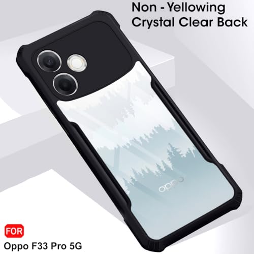 Image of TheGiftKart Shockproof Crystal Clear Back Cover Case for Oppo F33 Pro 5G | 360 Degree Protection | Protective Design | Transparent Back Cover Case for Oppo F33 Pro 5G (PC & TPU, Black Bumper)