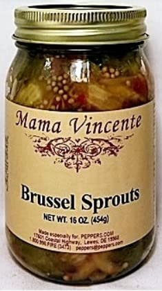 Mama Vincente Brussel Brotes con cebollas y pimientos rojos (2 paquetes de tarros de 16 onzas)