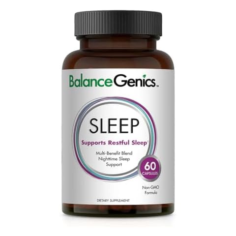 BalanceGenics Sleep Formula (GABA) - Healthy Supplement Supports Relaxation & Restful Sleep - Sleep Aid with Non-Habit Sleep Supplement - Bedtime Support Supplement for Men & Women - 60 Capsules Cover