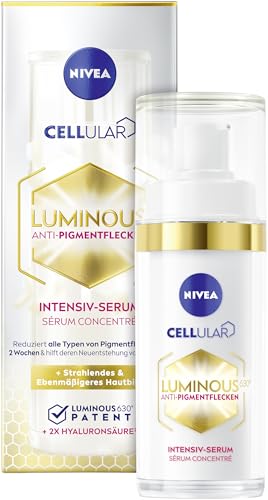 NIVEA Cellular LUMINOUS630® Anti-Pigmentflecken Intensiv-Serum (30ml), Gesichtspflege mit Hyaluronsäure für einen ebenmäßigeren und strahlenden Teint, Serum gegen Pigmentflecken