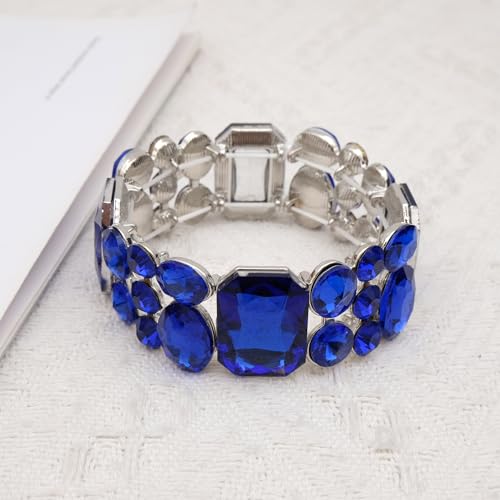 CSY Women's Statement Stretch Wide Bangle Bracelets Austrian Crystal Art Deco Elastic Bracelet for Party Prom3