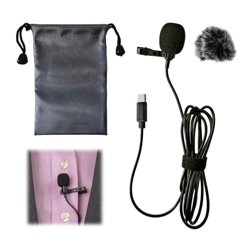 Zerabidpro Micrófono de Solapa Type C, Micrófono Lavalier Omnidireccional con Clip, Cable de 1.5M para Android, Tablet y PC, Ideal para Entrevistas, Videoconferencias, Podcasts y Cantantes
