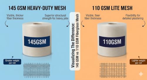 Image of Pack of 2 Fibreglass Mesh Roll 145 GSM (6 Inch x 50 Meter)