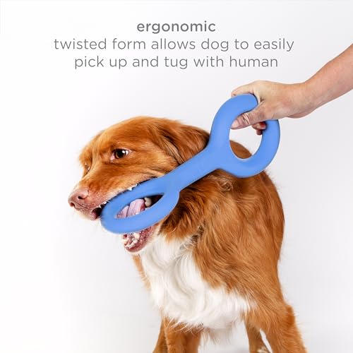 Ubbi Tug of War Dog Toy, Durable Rubber with Ergonomic Grip, for Medium to Large Dog Breeds Blue, Blue Tug Toy - Image 3