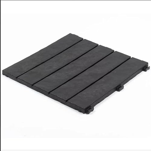 Image of Interlocking Rubber Deck Tiles, 30x30cm Graphite Grey Outdoor Flooring, Weather-Resistant Recycled Garden Patio Pavers, Easy-Click DIY Decking for Balcony, Terrace, and Poolside, 10-Pack