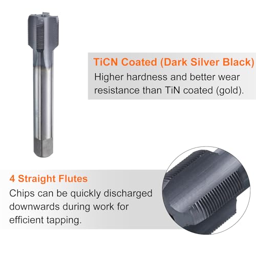HARFINGTON 13/16"-27 UNS Thread Tap 6542 Cobalt High-Speed Steel TiCN Coated Plug Tap Right Hand Flat Head 4 Straight Flutes Screw Threading Hand Tap by HARFINGTON - Image 4