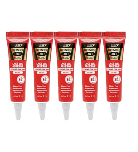 EBIN NEW YORK Wonder Lace Bond Wig Adhesive Glue Tube Pack – Extreme Firm Hold (Active) 0.23oz/7mL, 4-Pack | Fast Drying, Waterproof, Latex-Free, Sweat Resistant, Cruelty-Free