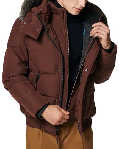 Image of Andrew Marc Men's Short Quilted Inner Bib Attached Umbra Down Bomber With Hybrid Down Fill