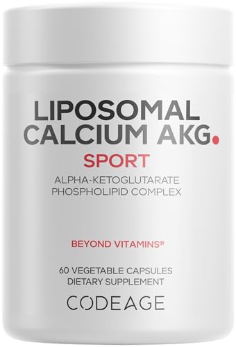Codeage Liposomal Calcium AKG Supplement - Calcium Alpha-Ketoglutarate - 2-Month Supply - Liposomal Delivery - 1 Capsule Per Serving - Non-GMO, Gluten-Free - 60 Capsules
