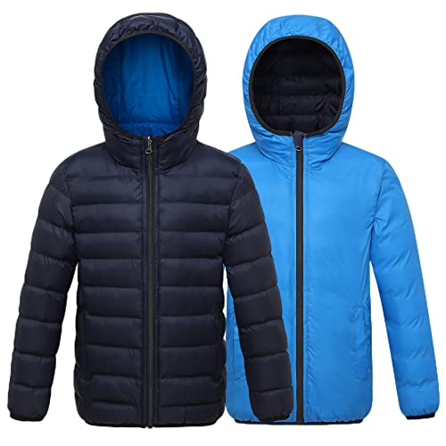 Ggleaf Boys' Hooded Lightweight Water Resistant Puffer Jacket Winter Coat Navy And Blue 14-16 #TOP6