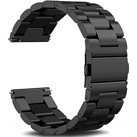 Watch Band for Smart Watch Universal Band Width 22mm Stainless Steel Wristbands Replacement Strap with Classic Clasp Cover