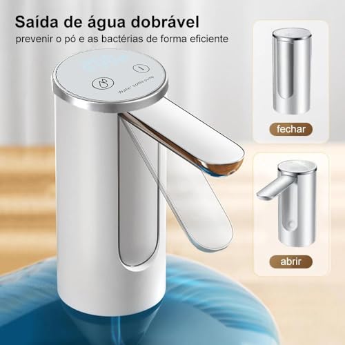 Bomba De Água Galão Recarregavel Dispensador Automático Display Digital e Botão Smart Touch Linha Pr