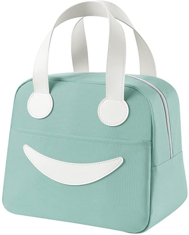 Image of Toy Imagine 6.5L Insulated Lunch Bag for Kids Office School Men Women Smiley Face Tiffin Bag Snack Tote Bag Compact Portable Leak Proof Tiffin Pouch Hot and Cold Lunch Box Bag for Boys & Girls(Green)