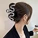 Large Metal Black Snake Hair Claws Clips - 4.3 Inch Non-Slip Cross Barrettes for Thick Hair, Shining Strong Crab Claws for Women and Girls