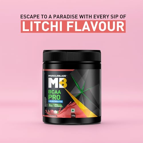Image of MuscleBlaze BCAA Pro Powder, Powerful Intra Workout (Litchi, 240g, 30 Servings) | With 5g BCAAs & 500mg Electrolytes