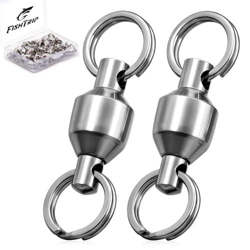 FishTrip 25/50pcs Ball Bearing Swivels with Split Rings for Saltwater
