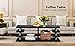 YAHEETECH Modern Black Wood Coffee Table Iron Tube Legs Multi Tier Design with Storage Shelf Living Room Furniture