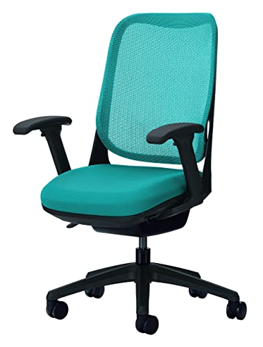 ライオン事務器 オフィスチェア フレキシブルアーム ライド ターコイズブルー 79849