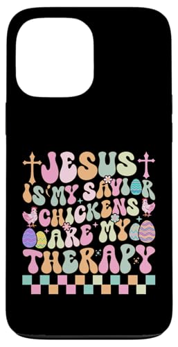 Jesus is my saviot chickens are my therapy �ʔ����C�[�X�^�[�̊y���� �X�}�z�P�[�X iPhone 13 Pro Max �p