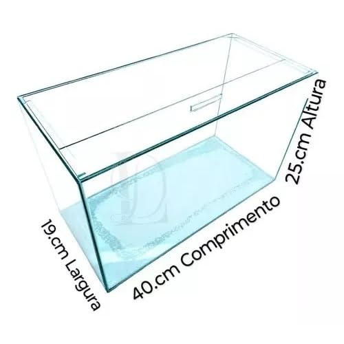 Aquário Retangular Grande N5 Para Peixes 19L Beteira Beta Plantas Corais Pedras Cascalhos