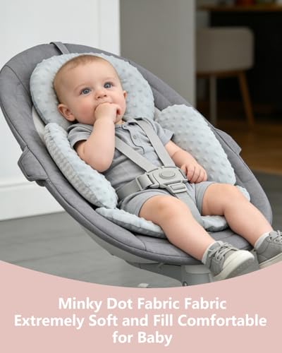Image of KAKIBLIN Infant Car Seat Insert for Baby, Car Seat Cooling Pad, Reversible Newborn Car Seat Insert Head Body Support for Summer, Fits for Stroller, Swing, Bouncer, Bassinet, Boys and Girls (Grey)