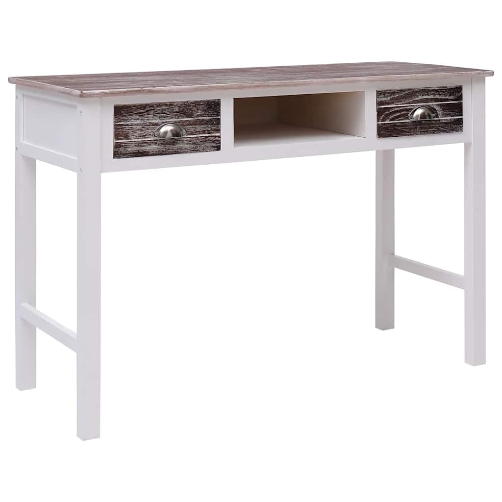 Biurko 110x45x76 cm drewno brązowy z 2 szufladami i otwartą półką