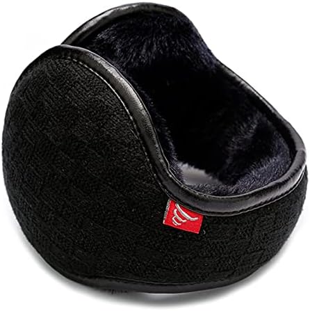 Kedofe Ear Warmers For Men Women Foldable Fleece Unisex Winter Warm Earmuffs Outdoor Skiing,Biking (Black knit)