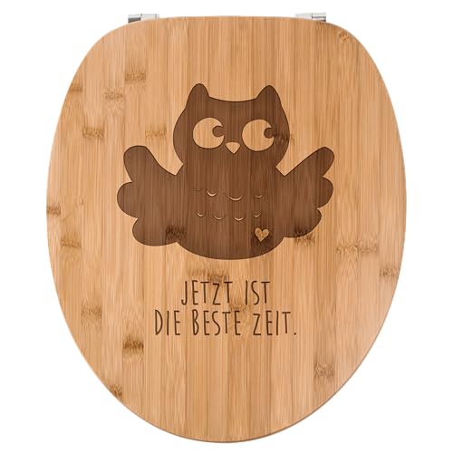 Mr. & Mrs. Panda WC Sitz Eule Breitflügel - Geschenk, Klodeckel, Toilette, WC-Sitz, Klobrille, Kinderzimmer, Owl, Toilettendeckel, Wood