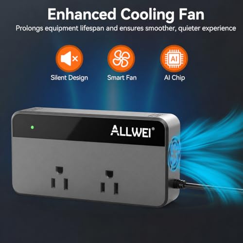Image of ALLWEI 200W Car Power Inverter, 12V DC to 110V AC Car Inverte with 4 USB Fast Charging Port(2xUSB A, 2xUSB C)- Car Charger Cigarette Lighter Adapter for Phone, Laptop and Small Devices on Road Trip
