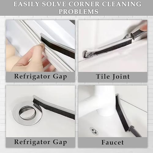 Image of GLUN 2 Piece Heavy-Duty Gap Cleaner Grout Brush, Multifunction Household Cleaning Tool for Bathroom, Kitchen Corners & Tight Areas