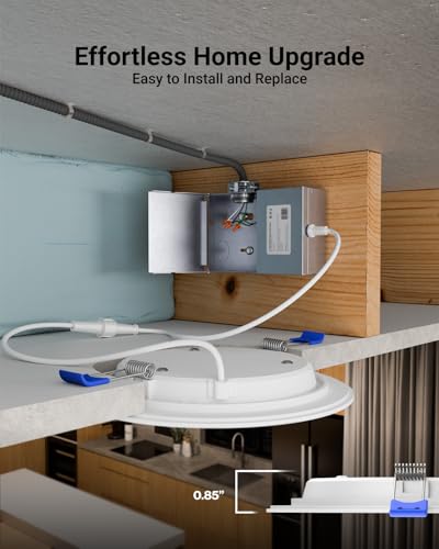 Image of Sunco Recessed Lighting 6 Inch LED, Canless Ceiling Lights Slim with Junction Box, 1200 LM, 14W (100W Equivalent), 5000K Daylight, Dimmable, Wafer Thin, 50000 Lifetime Hours ETL 2 Pack