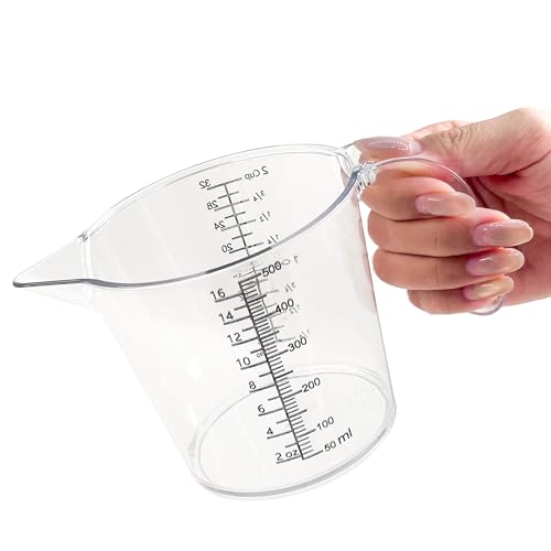 16 oz (2 Cup) Liquid Measuring Cup, Food-Grade Plastic Measuring Cup with Laser-Etched Markings, Clear Single Measuring Cup