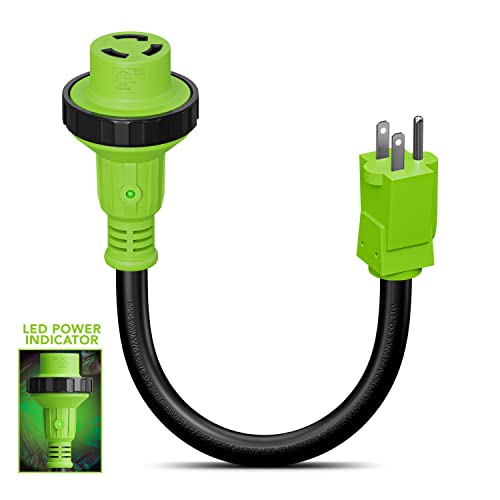 Leisure Cords Trailer Dogbone Adapter 15 Amp Male To 30 Amp Female Locking Connector With Led Power Indicator #TOP6