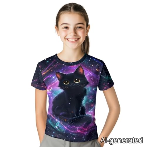 Image of Renewold Kids Novelty T-Shirt for Girls Boys Short Sleeve Crewneck Summer Tee Soft Breathable Graphic Shirt for Age 2-16
