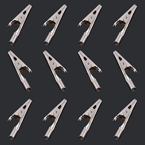 Glarks 60Pcs 53Mm Metal Alligator Clip Clamp Assortment Kit For Battery Test, Silver Tone Nickel Plated Crocodile Electrical Test Clamps No Cap #TOP3