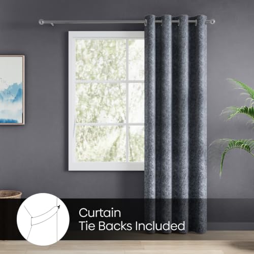 Image of haus & kinder Metallic Blackout Jacquard Door Curtain 7 Feet Long Pack of 1 | 100% Room Darkening Luxe Metallic Teal 130 x 213 cm